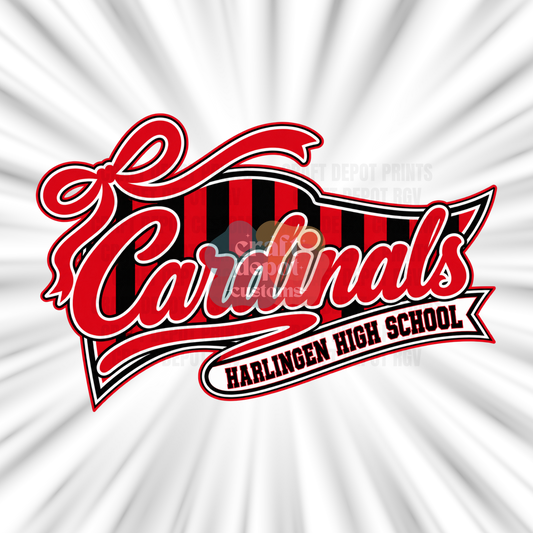 DTF PRINT-Mascot Penant Flag-Harlingen Cardinals