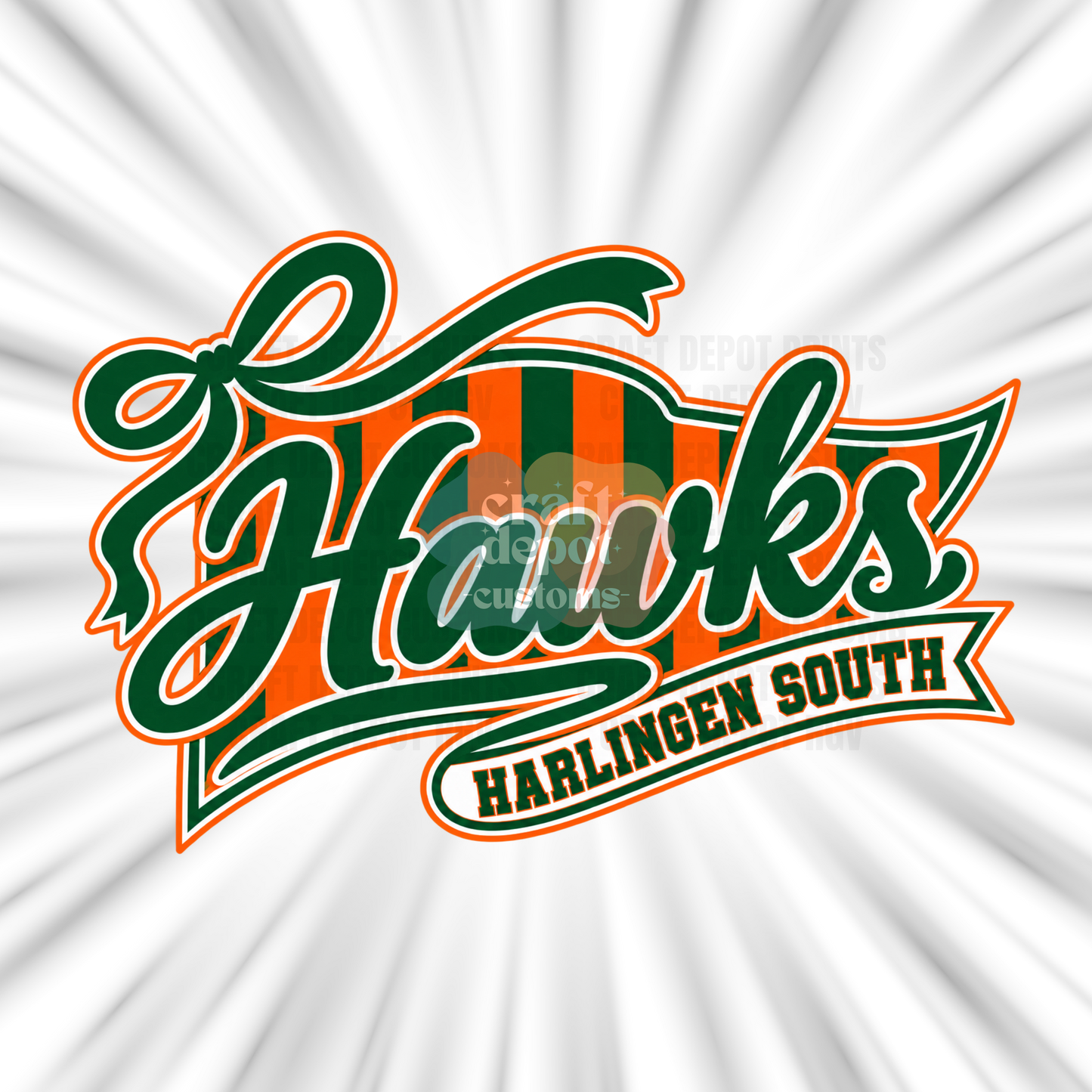 DTF PRINT-Mascot Penant Flag-Harlingen South Hawks