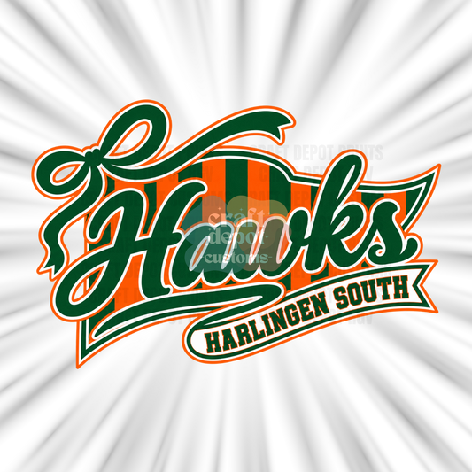 DTF PRINT-Mascot Penant Flag-Harlingen South Hawks