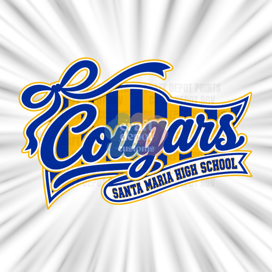 DTF PRINT-Mascot Penant Flag-Santa Maria Cougars