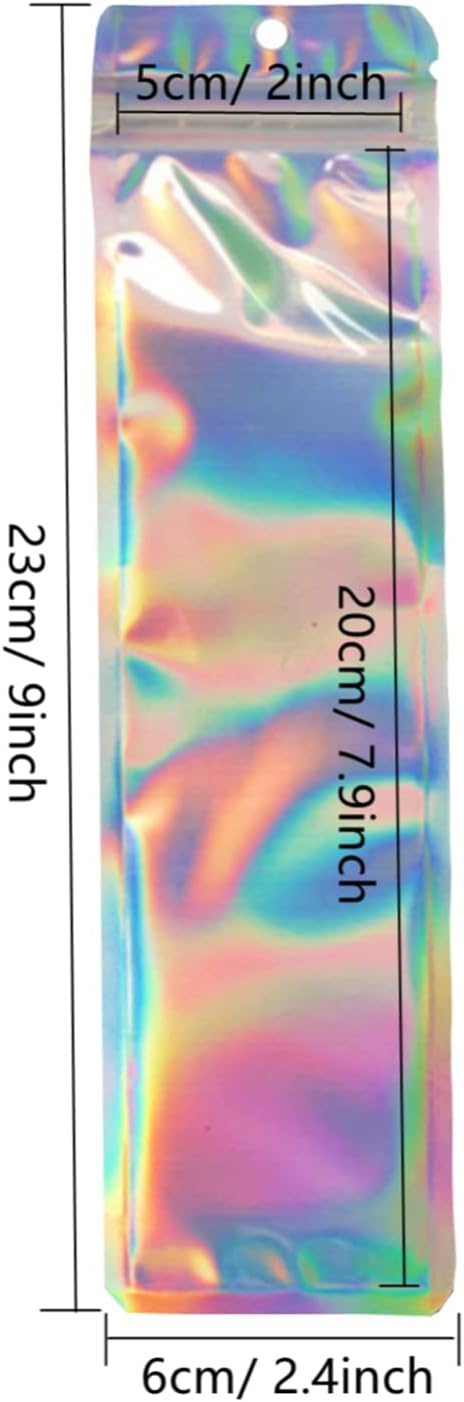 Holographic Mylar Resealable Foil Pouch-2.4x9 inch