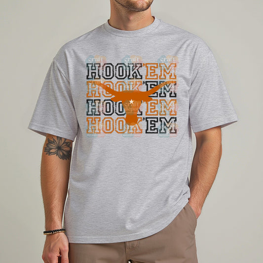DTF Print-College-Texas Longhorn Hook Em