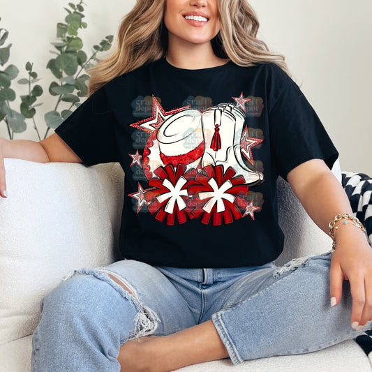 DTF Print-Red & White Dance Drill Team-School Teams