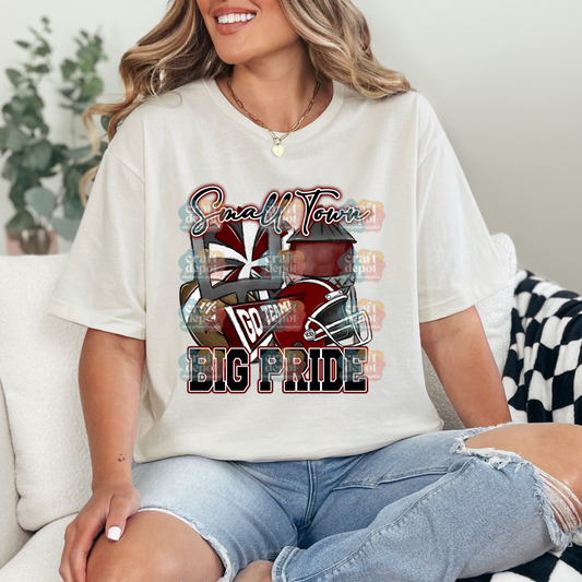 DTF Print- Small Town Big Pride-Maroon-Falcons-School Teams