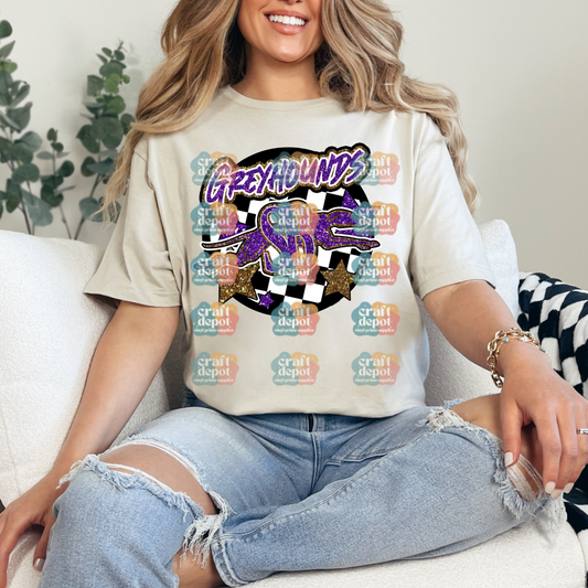 DTF Print- San Benito Greyhounds FAUX Glitter-School Teams