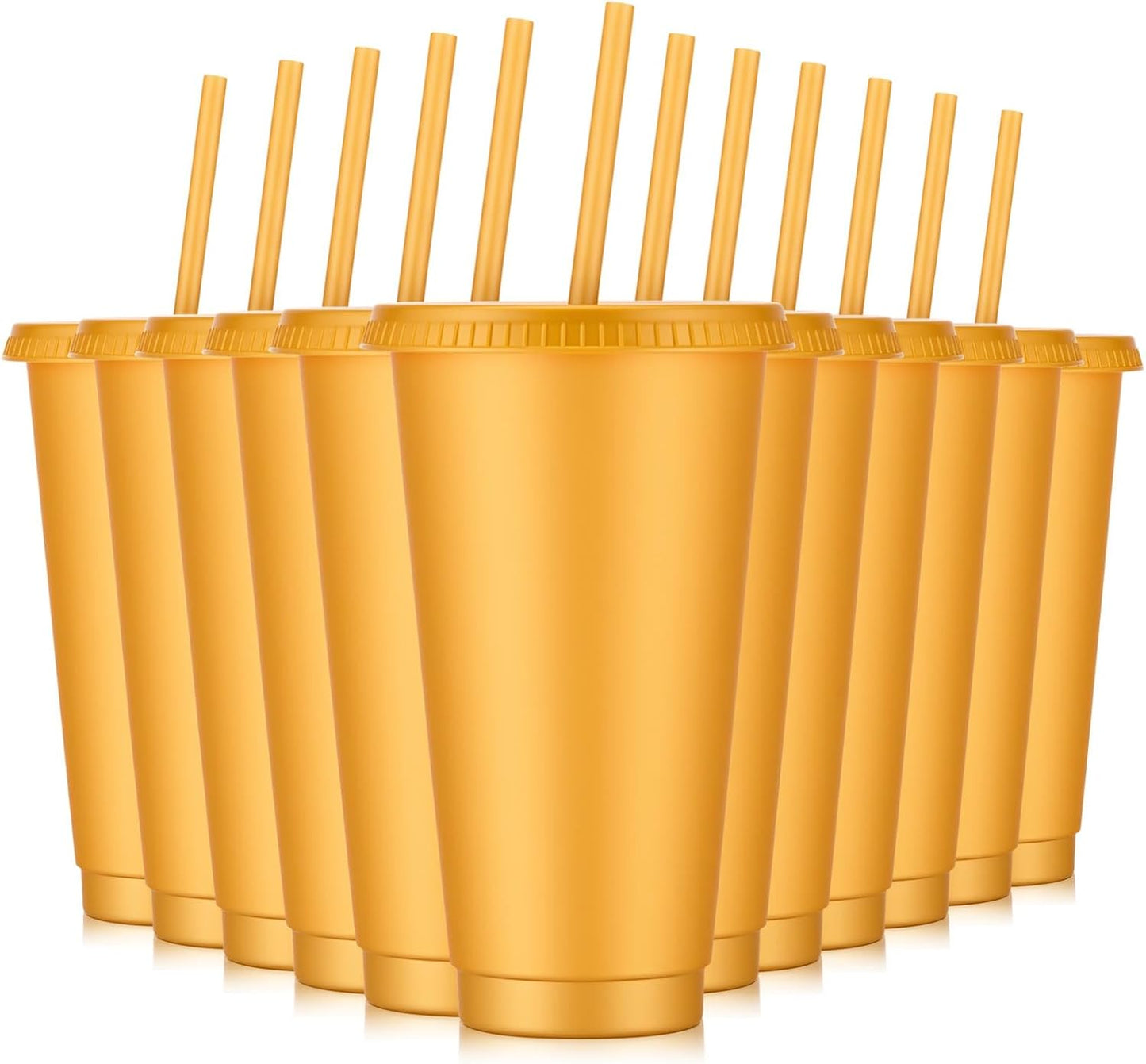 Reusable Cups with Lids and Straws 24 oz Glitter