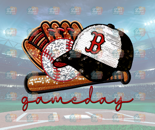 DTF PRINT-FAUX SEQUINS-Red Sox-Baseball