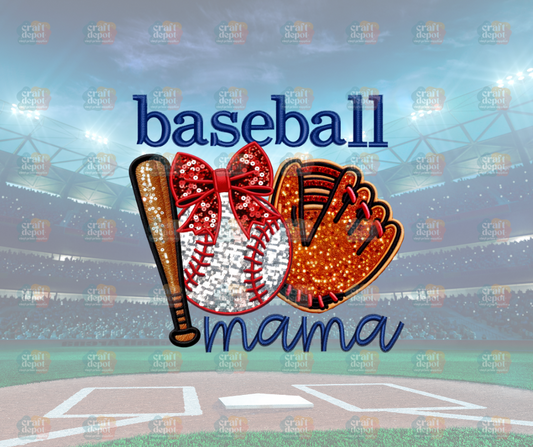 DTF PRINT-FAUX SEQUINS-Baseball Mom