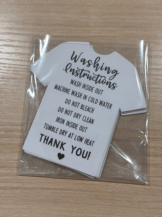 Washing Instructions Care Card-10 count