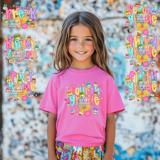 DTF PRINTS-Back to School-La Bu Monster Grade Levels