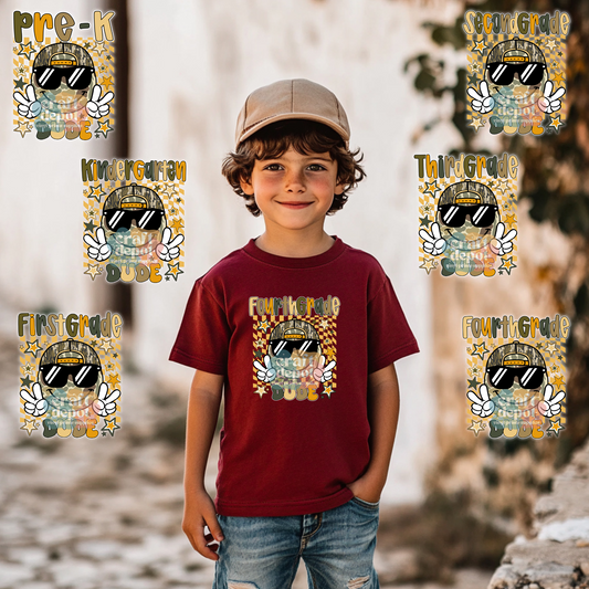 DTF PRINTS-Back to School- Retro Camo Grade Levels