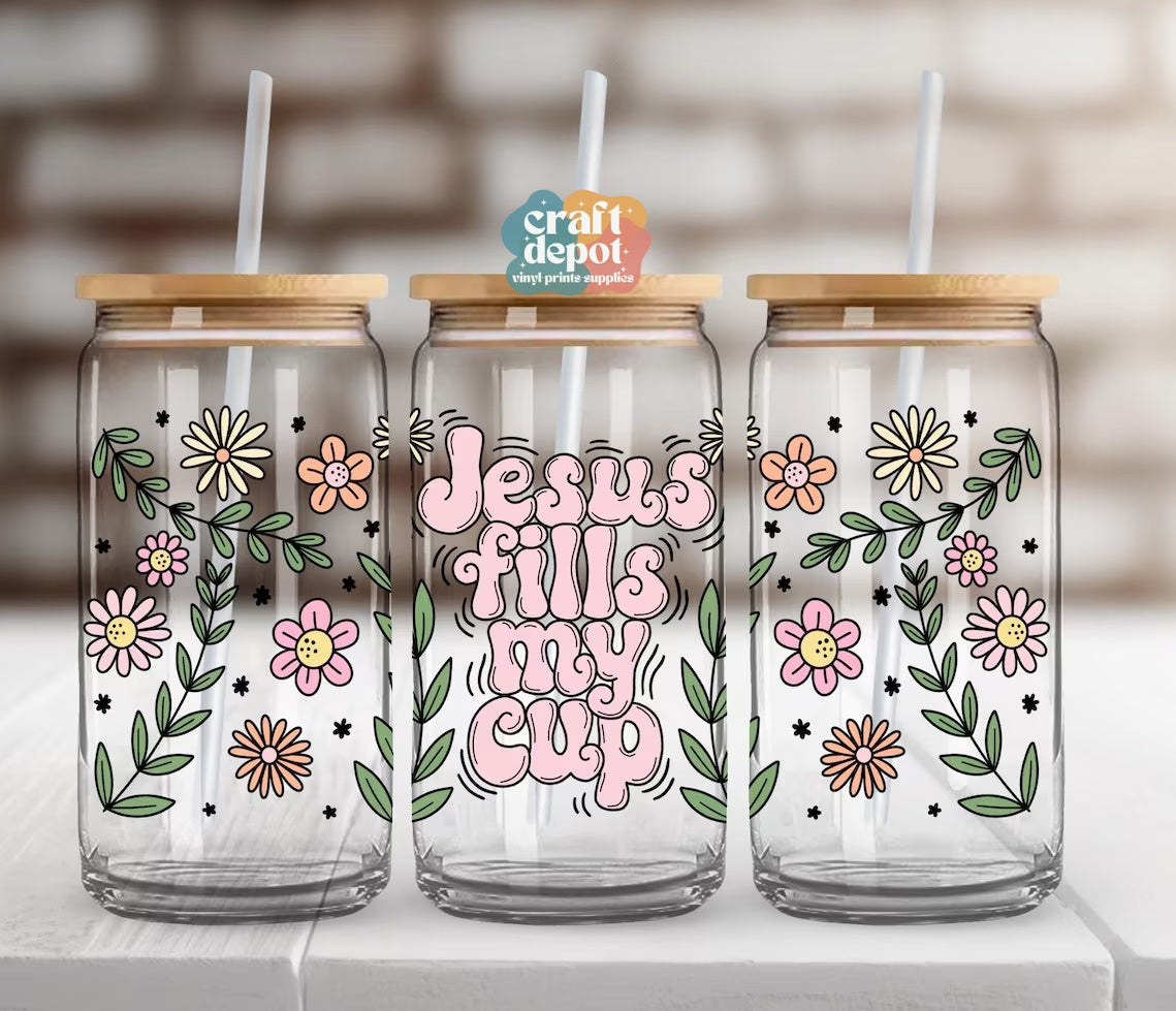 Jesus Fills My Cup-UV DTF Wraps-16oz